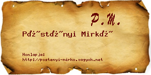 Pöstényi Mirkó névjegykártya